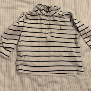 Ralph Lauren Kids White Pullover with Navy Stripes
